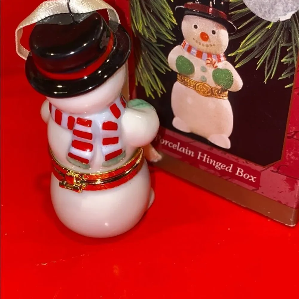 Hallmark porcelain hinged box snowman ornament